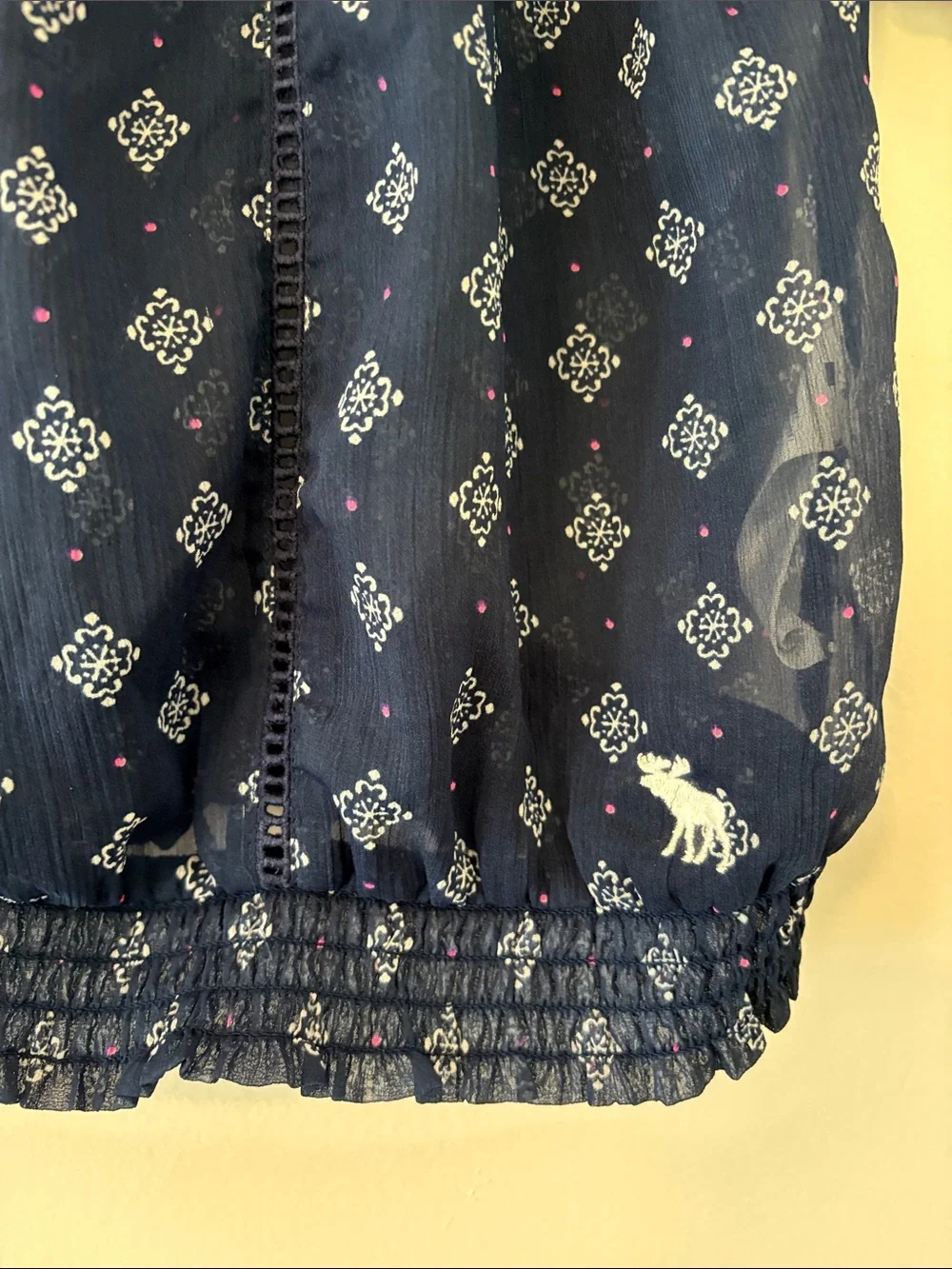 Abercrombie & Fitch Navy Geometric Knit Blouse